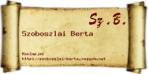 Szoboszlai Berta névjegykártya